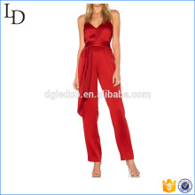 Deep V ladies jumpsuit for women wide leg straight wholesale suit